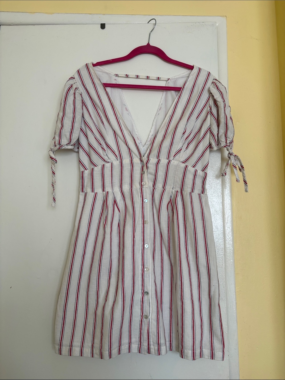 Forever 21 White Mini Dress with Red and Navy Stripes
